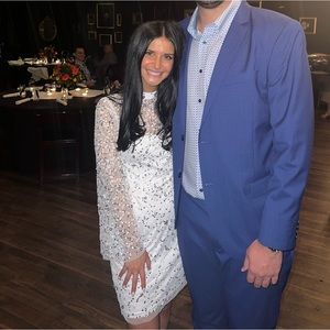 Adrianna papel white sequin dress